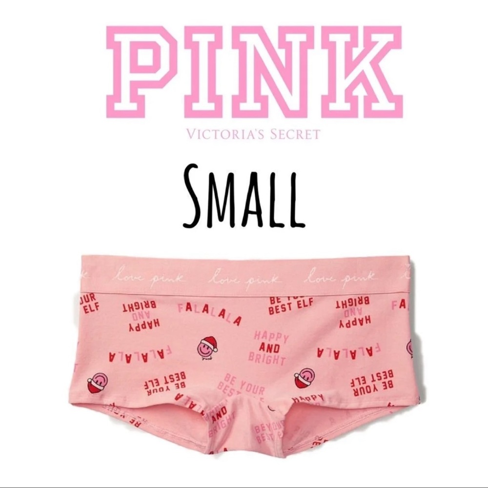 5/$25 VS PINK Boyshort Holiday Panty Small